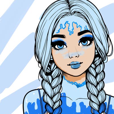 realistic girl with braids