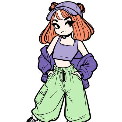 girl in crop top and baggy pants