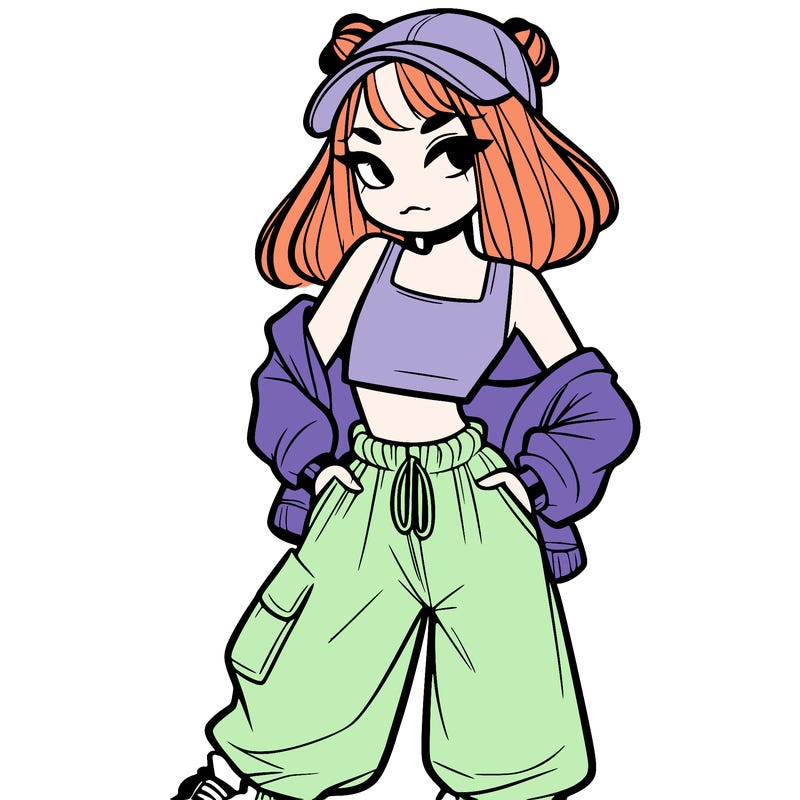 girl in crop top and baggy pants