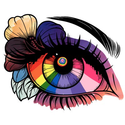 realistic eye with flower