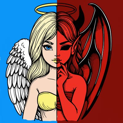 realistic angel half demon