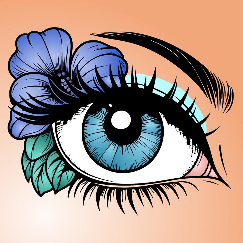 realistic eye with flower