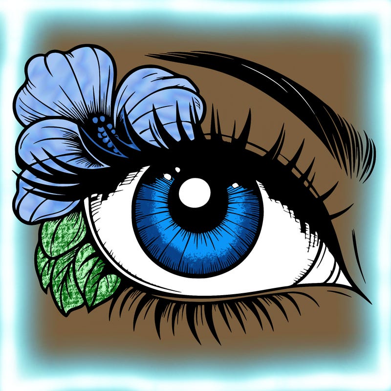 realistic eye with flower