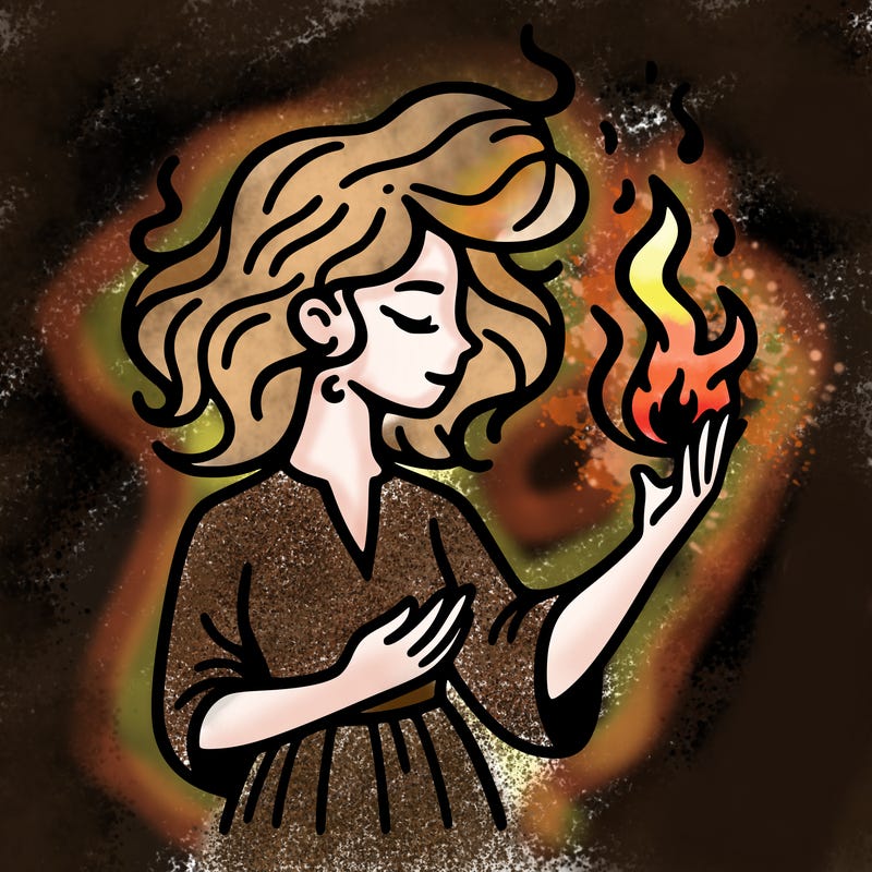 woman with fire