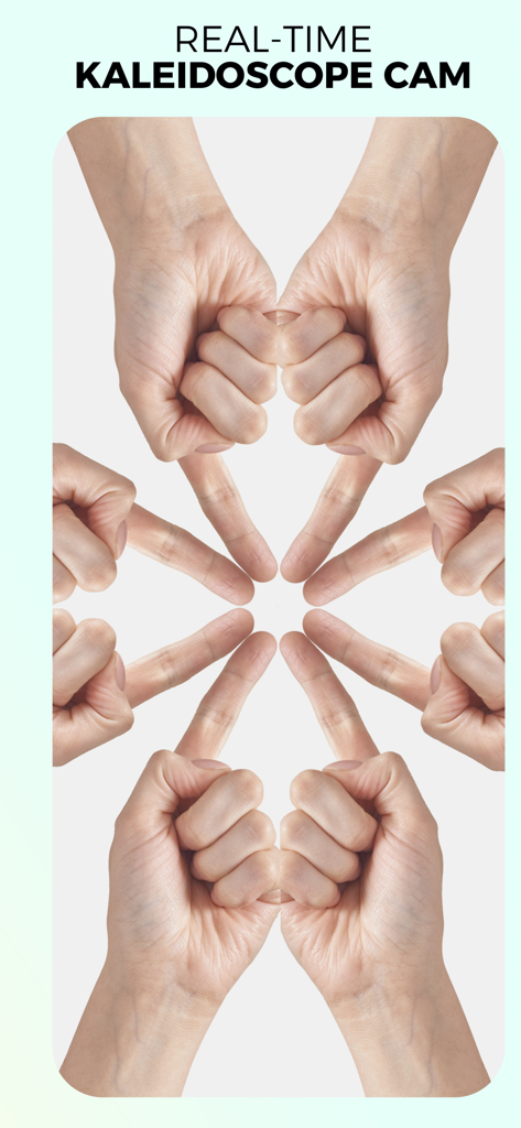 Kaleidoscope of Emotions - Motivo simmetrico di mani creato con un filtro per fotocamera caleidoscopica in tempo reale