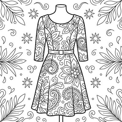 Immerse yourself in the world of fashion with this elegant cocktail dress coloring page, specially designed for seniors. Its clear, intricate patterns offer a delightful and relaxing coloring experience.