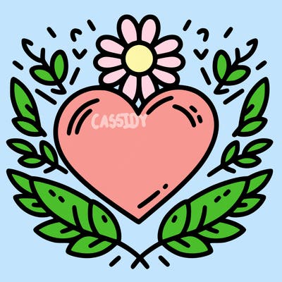 heart with a flower outlining around it