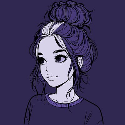 realistic girl with a messy bun