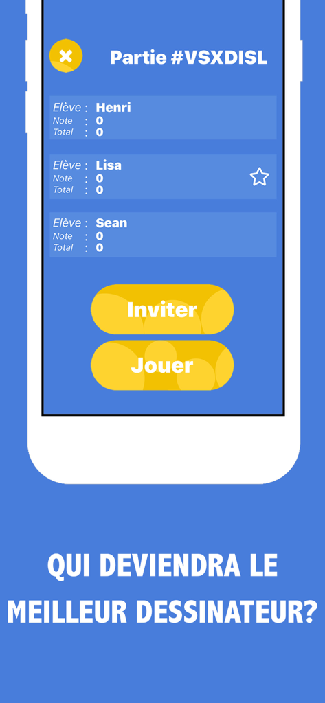 Multiplayer lobby screen of a drawing game with player list and invite buttons