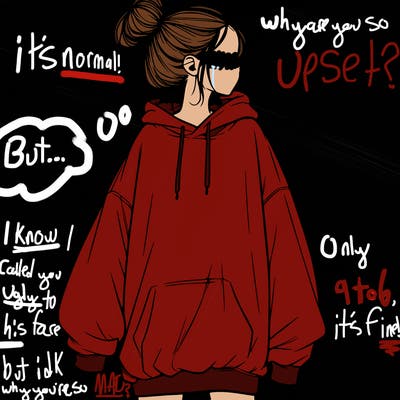 realistic girl with a oversized sweatshirt on and a bun