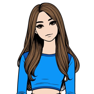 realistic girl with straight hair and a crop top