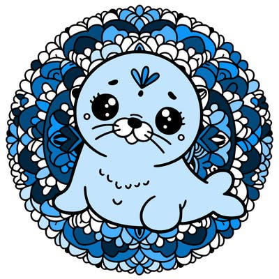 a cute baby seal mandala