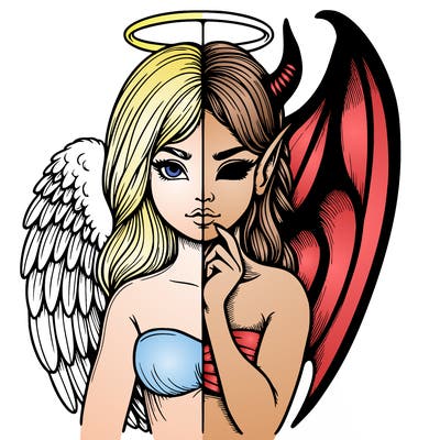 realistic angel half demon