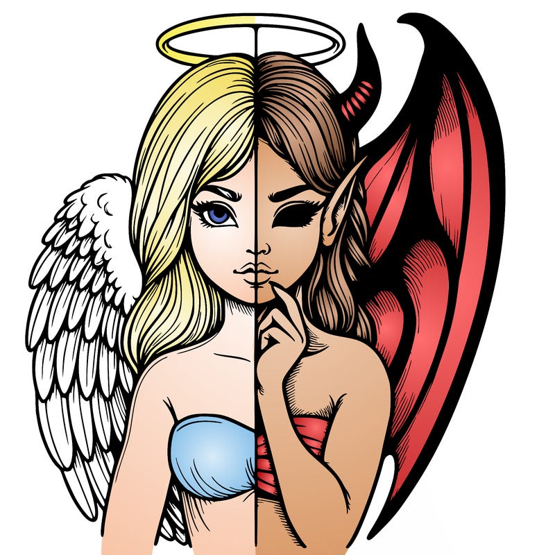 realistic angel half demon