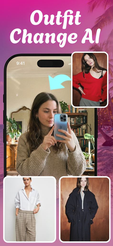 AI Clothes Changer - CLOZO - A mobile phone screen showing AI clothes changing features in the CLOZO app