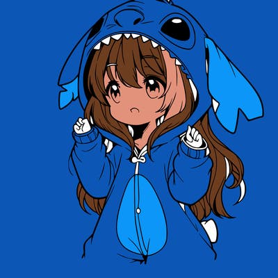 anime girl in a stitch onsie