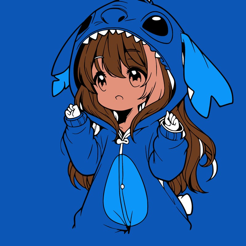 anime girl in a stitch onsie
