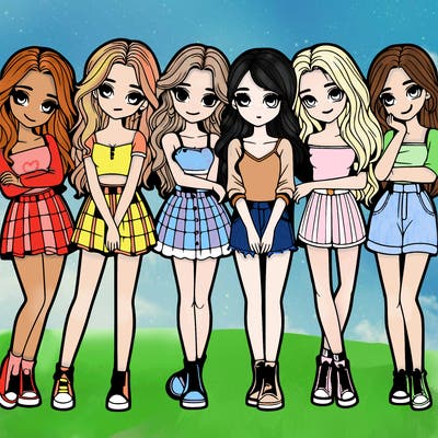 a group of girls realistic