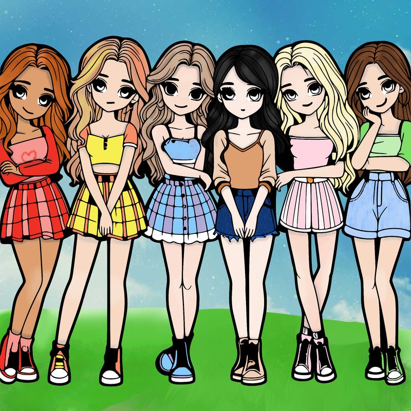 a group of girls realistic