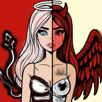 devil vs angel realistic girl