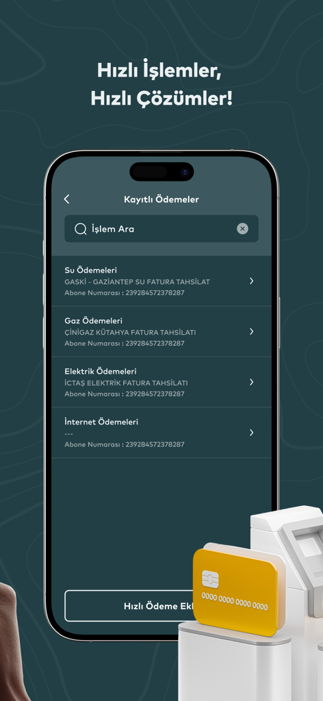 PTTBank mobile app screen showing saved utility bill payments for water gas and electricity