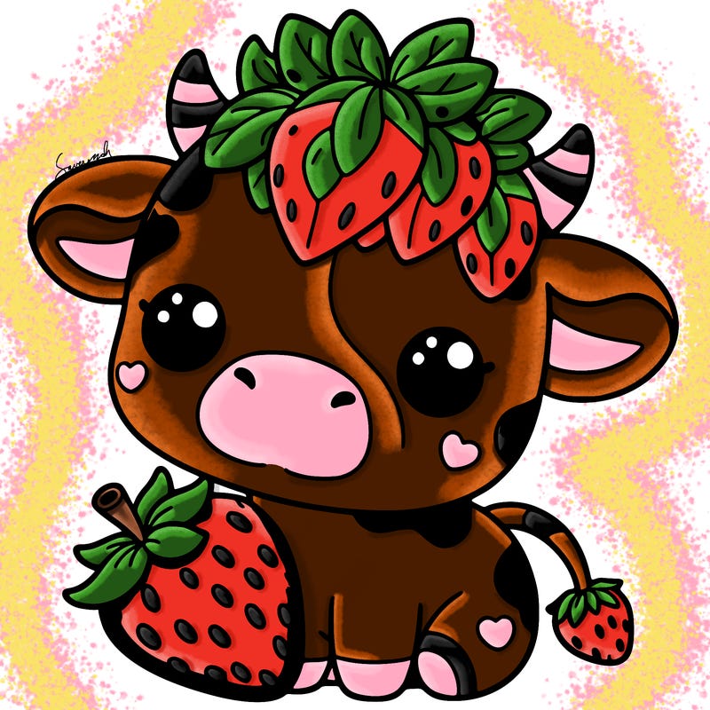 cute strawberry cow
