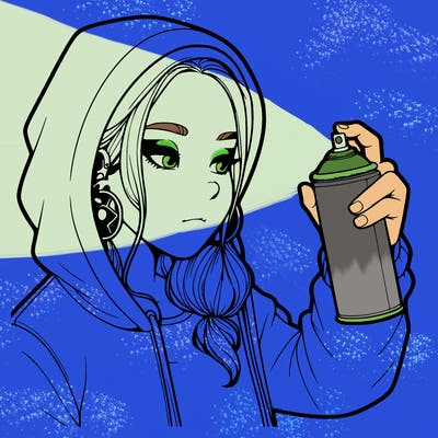 a realistic girl, spray painting