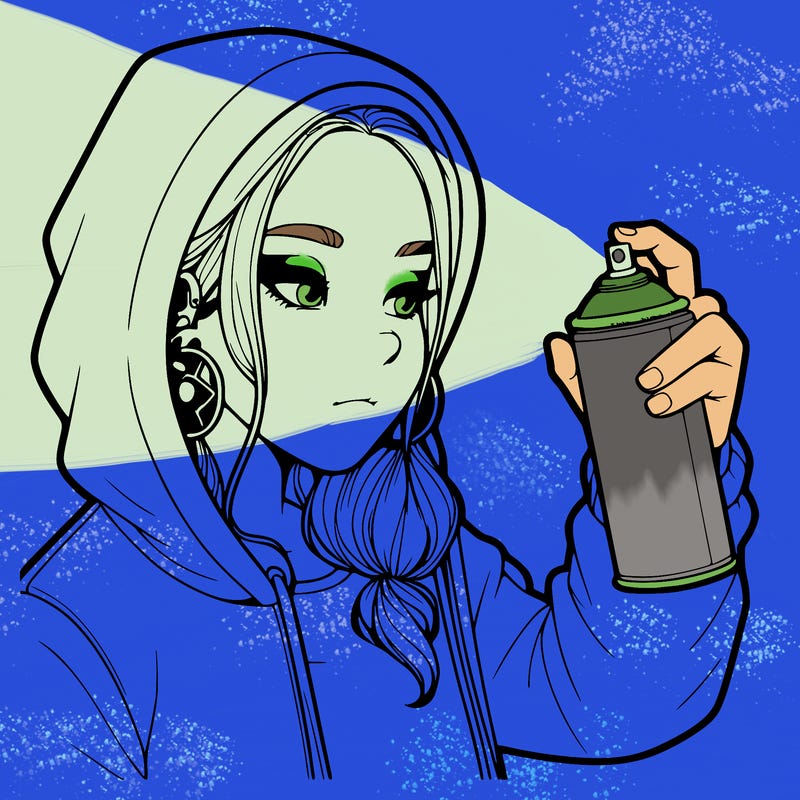 a realistic girl, spray painting