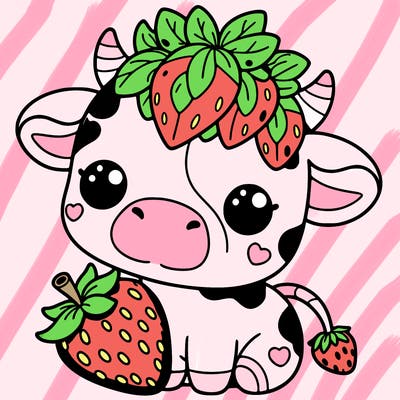 cute strawberry cow