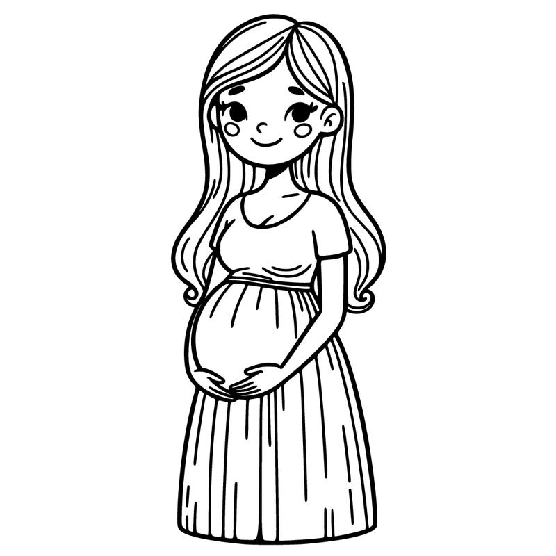 pregnant woman with long dress