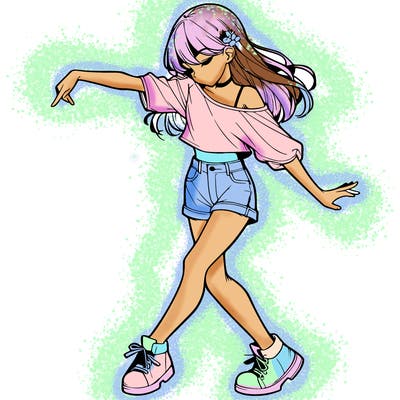 realistic girl danceing