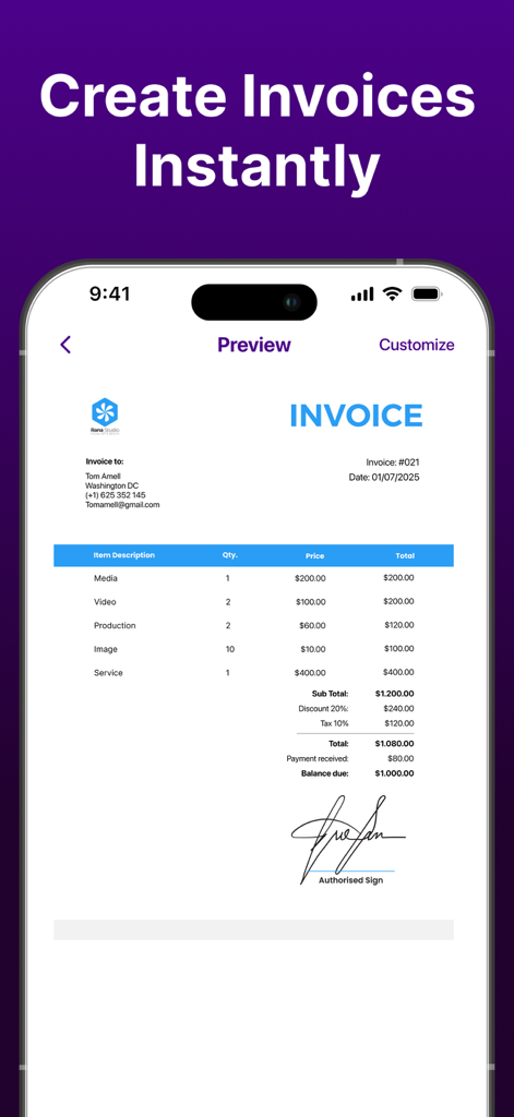 Invoice Maker - PDF Receipts - Business App | MWM