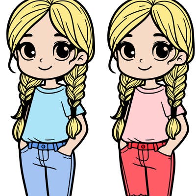 girl with hair up in braids in jeans and tee shirt