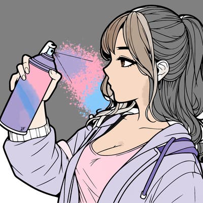 a realistic girl spray, painting