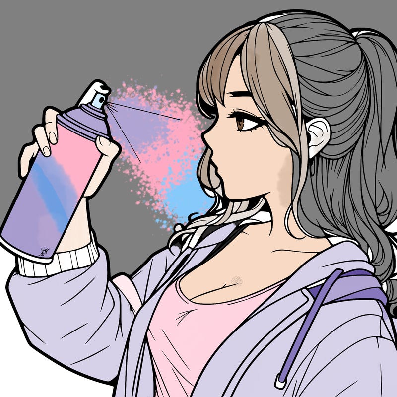 a realistic girl spray, painting