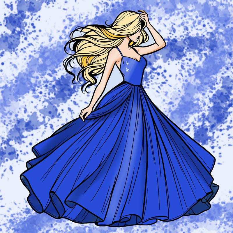 realistic woman with dress flowing in the wind