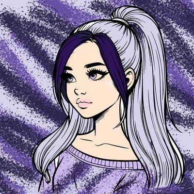 realistic girl with a high ponytail