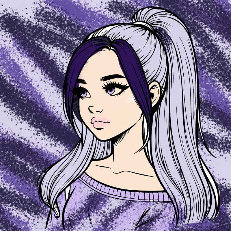 realistic girl with a high ponytail