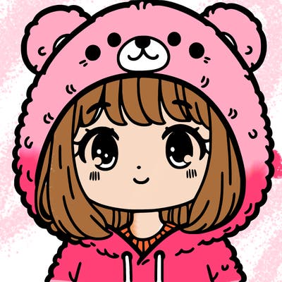 a girl wearing a bear hoodie