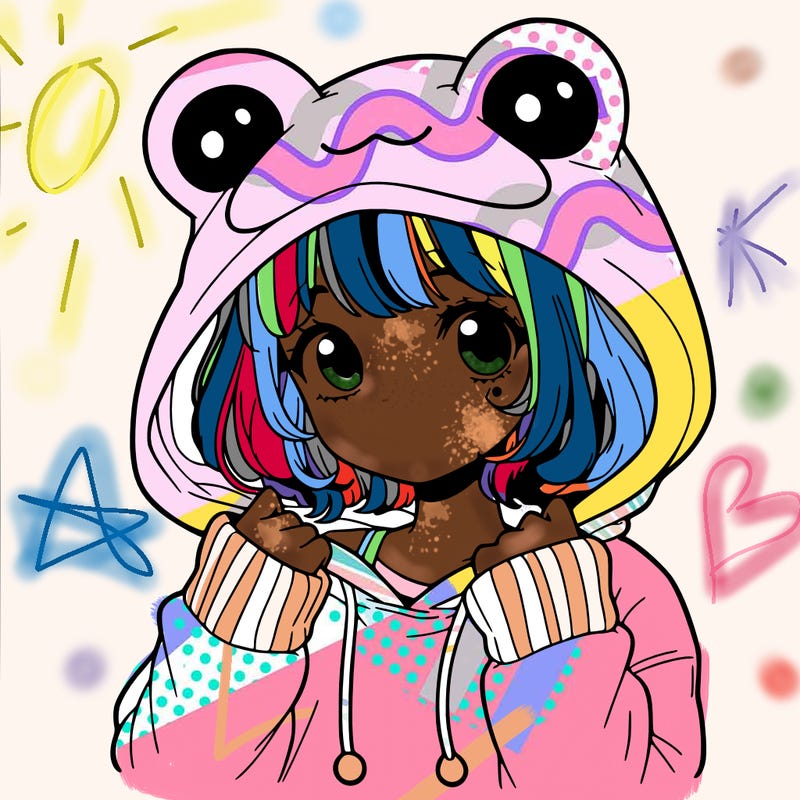 a cute teenage girl wearing a frog hoodie