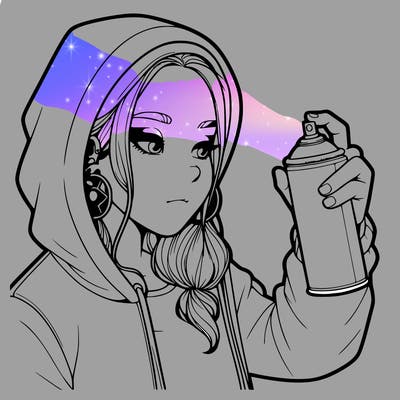 a realistic girl, spray painting