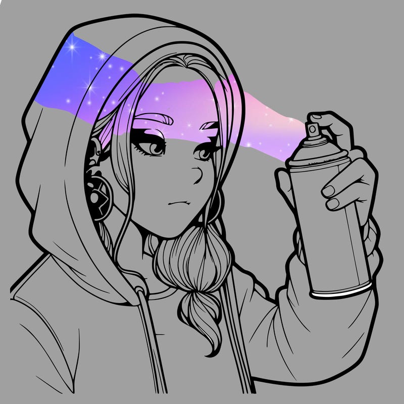 a realistic girl, spray painting