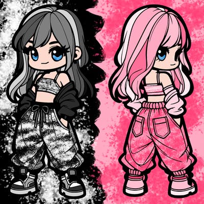 girl in crop top and baggy pants