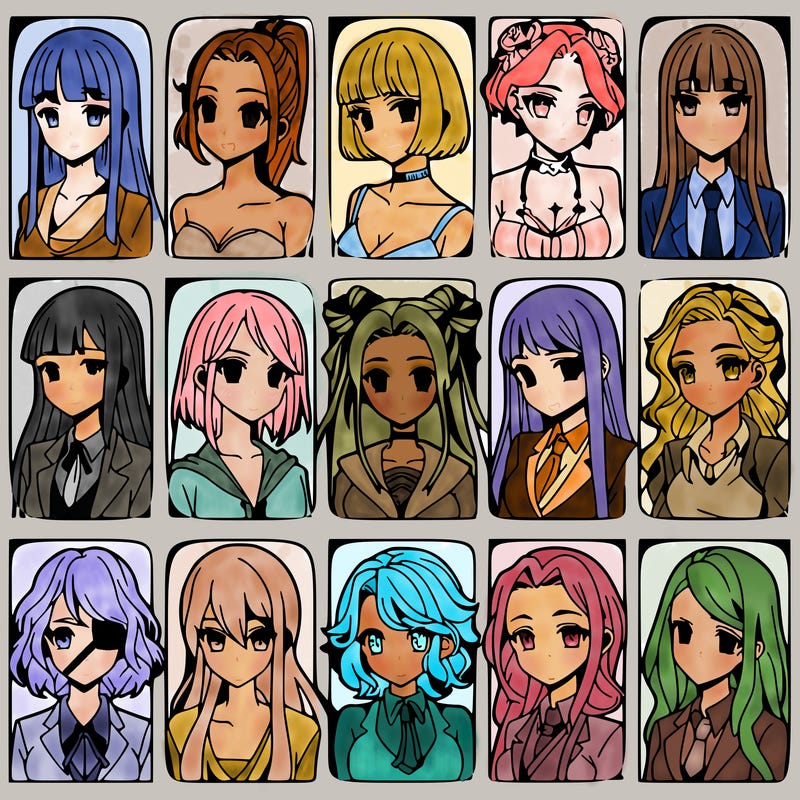 girls that look diffrent anime