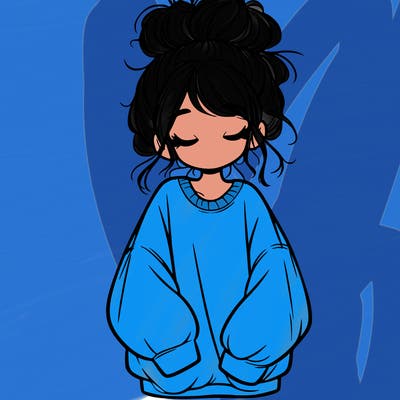 girl with baggy sweatshirt and messy bun