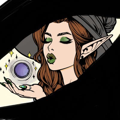 realistic elf casting a spell with lips