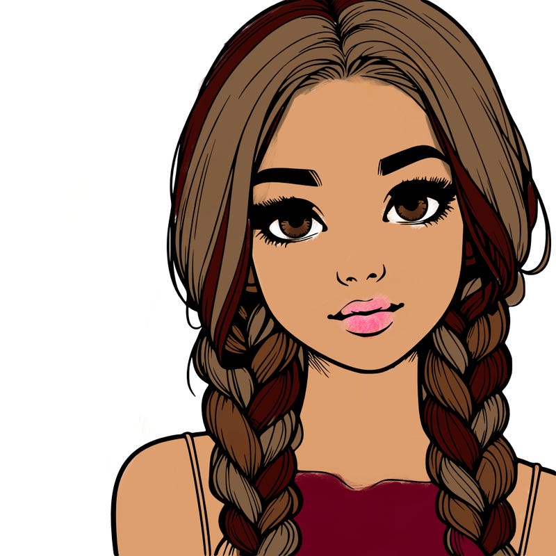 realistic girl with braids