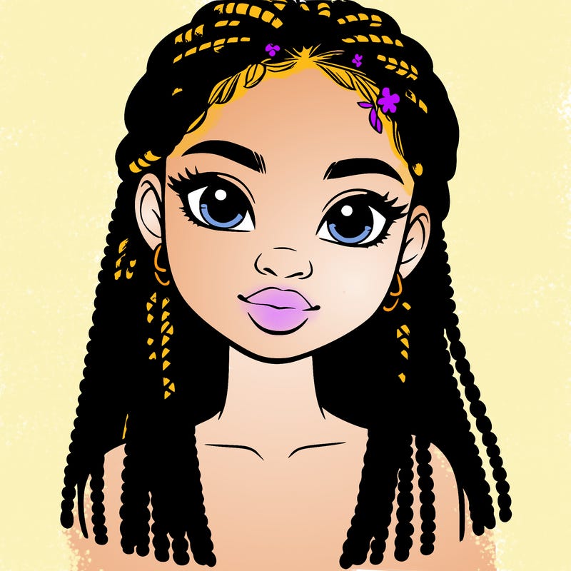 a realistic black girl with braids