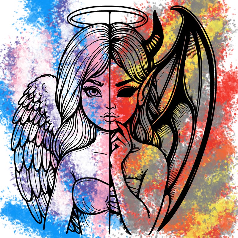 realistic angel half demon