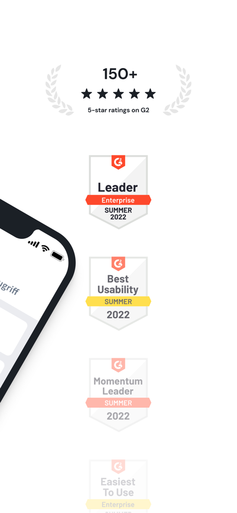 Haiilo - Haiilo app G2 awards including Enterprise Leader and Best Usability Summer 2022